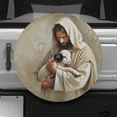 thumbnail image 2 of Lotusprinthandmade Christian Jesus With Lamb Spare Tire Cover With Backup Camera Hole 6 Sizes (28 in.) – Durable Car Tire Protector, 2 of 6