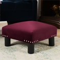 thumbnail image 2 of Jules Square Accent Footstool Ottoman Burgundy, 2 of 9