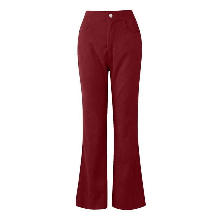 iOPQO Flare Leggings For Women Wide Leg Pants Woman Women Corduroy Flare  Pants Elastic Waist Bell Bottom Trousers Womens Sweatpants Lounge Pants  Women Pants For Women Red XL 