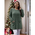 thumbnail image 6 of Long Sleeve Shirts for Women Long Sweaters with Pockets Tunic Tops Loose Fit Dark Green L, 6 of 8