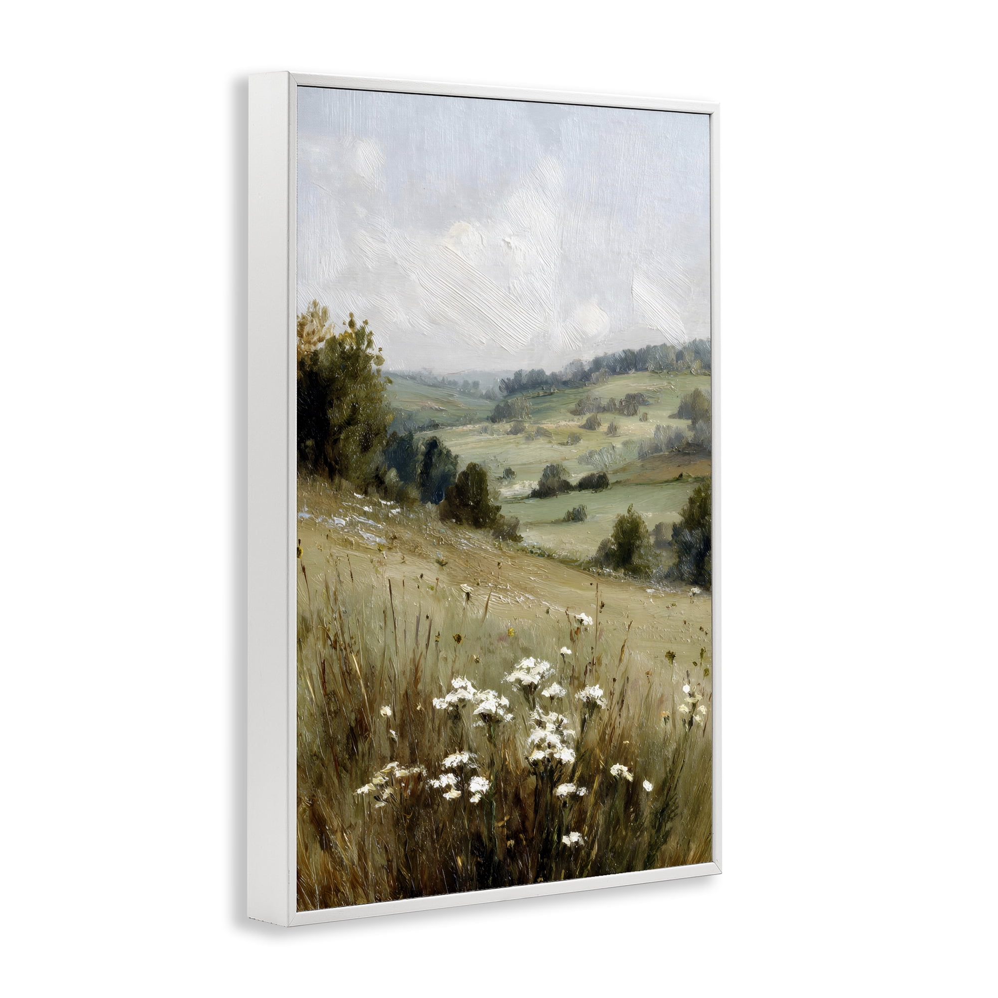 Stupell Industries Hill of White Flowers White Framed Giclee Art, design by Petal Prints Design