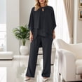 thumbnail image 2 of Conjunto informal de dos piezas con hombros irregulares para mujer - Spandex, corte holgado, para todas las estaciones - S-XXXL, 2 of 5