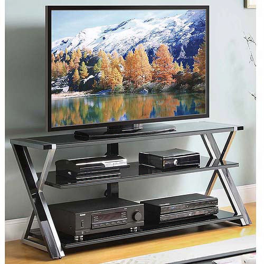 Whalen 3-in-1 Black TV Console for TVs up to 70", Black Glass Shelves - image 2 of 10