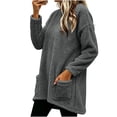 thumbnail image 6 of Bixock Fall/Winter Women Maternity Fleece Tops Long Sleeve Shirts V Neck Loose Pregnant Casual Blouse with Pockets Soft Breathable Warm Daily Wear Maternity Clothings, 6 of 6