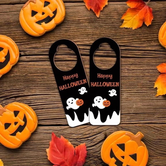 2-Pack Ghost & Pumpkin Door Knob Covers for Levers, Spooky Holiday Decor