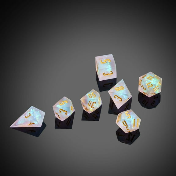 Cusdie Frosted Sharp Edges DND Dice, 7 PCs D&D Dice Set, Handcrafted Polyhedral Dice Set, for TTRPG Role Playing Game Pathfinder