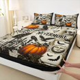 thumbnail image 3 of Manfei Cartoon Skull Fitted Sheet Full,Autumn Pumpkin Pattern Halloween Bed Set,3 Pieces,1 Fitted Sheet and 2 Pillowcases, 3 of 6