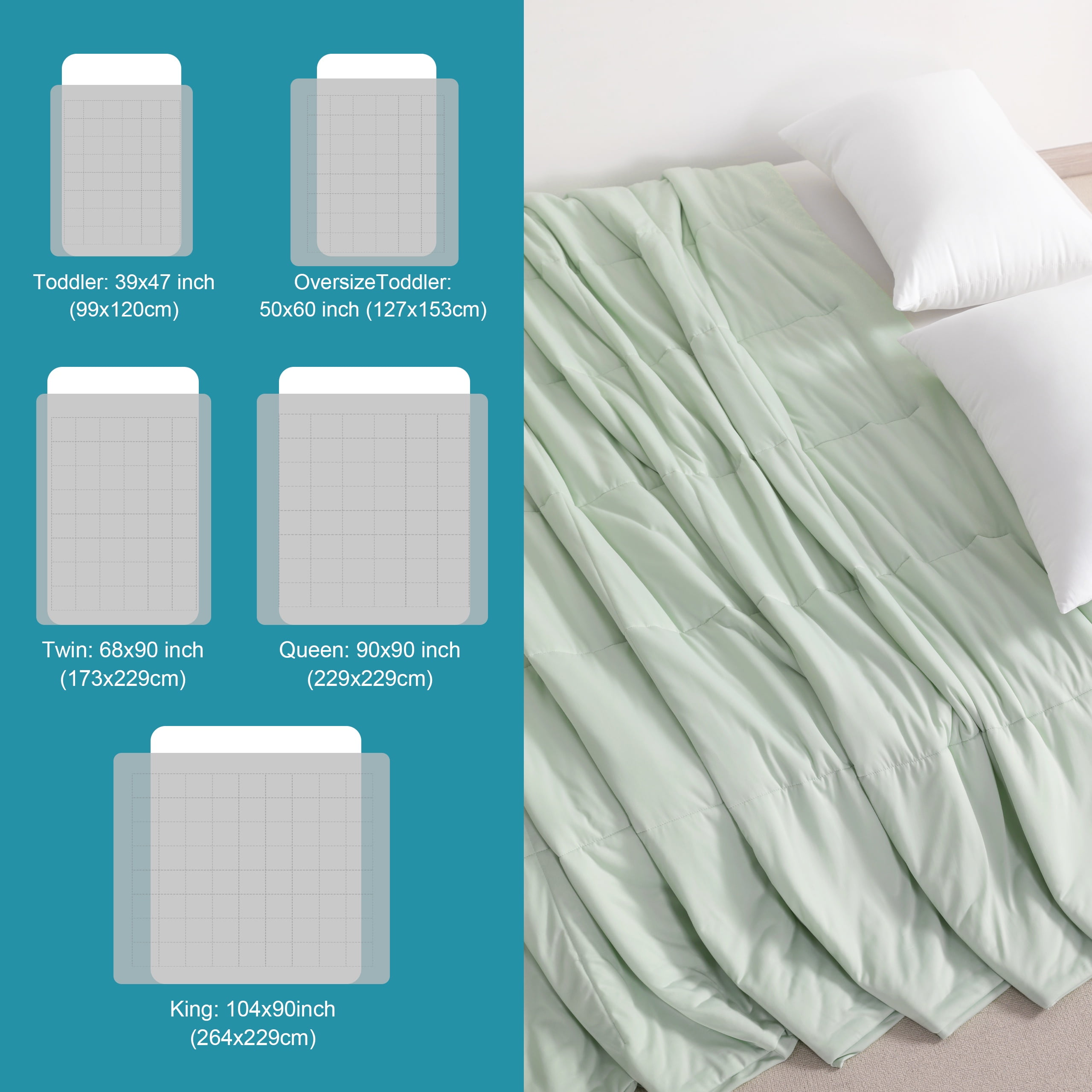 Ntbay Twin Size Cooling Comforter for Hot Sleepers, Breathable Double-Sided Cooling Blanket, 68" x 90", Mint Green