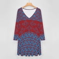thumbnail image 4 of Japanese Style Boho Pattern Long Sleeve Sexy Dresses For Women Ladies Vintage Elegant Party Dress Oversized V-neck Dress, 4 of 7