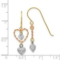 thumbnail image 5 of Auriga Fine Jewelry 14k Tri-Color Gold Heart Dangle Earrings for Women (L- 29mm, W- 11mm), 5 of 5