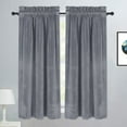 thumbnail image 1 of GlowSol Velvet Tier Curtains for Living Room 45 inch Length Heavy-Duty Room Darkening Half Window Covering Kitchen Cafe Curtains, Gray, 2 Panels, 1 of 8