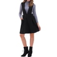 thumbnail image 1 of Allegra K Falda de Tirantes para Mujeres, Escote en V, Corte A, por encima de la Rodilla, Vestido Pinafore XL Negro, 1 of 6