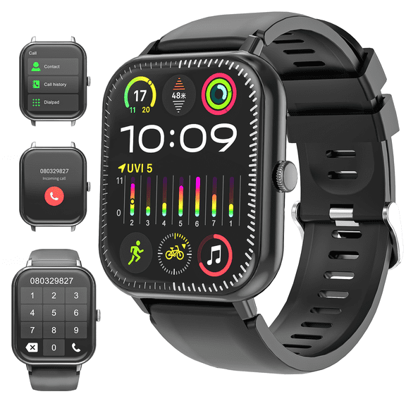 OWNTECH 1.83" Smart Watch, Bluetooth Answer/Make Calls/Message Reminder, 120  Sports Modes, IP67 Waterproof Fitness Watches for Android and iPhone,Black