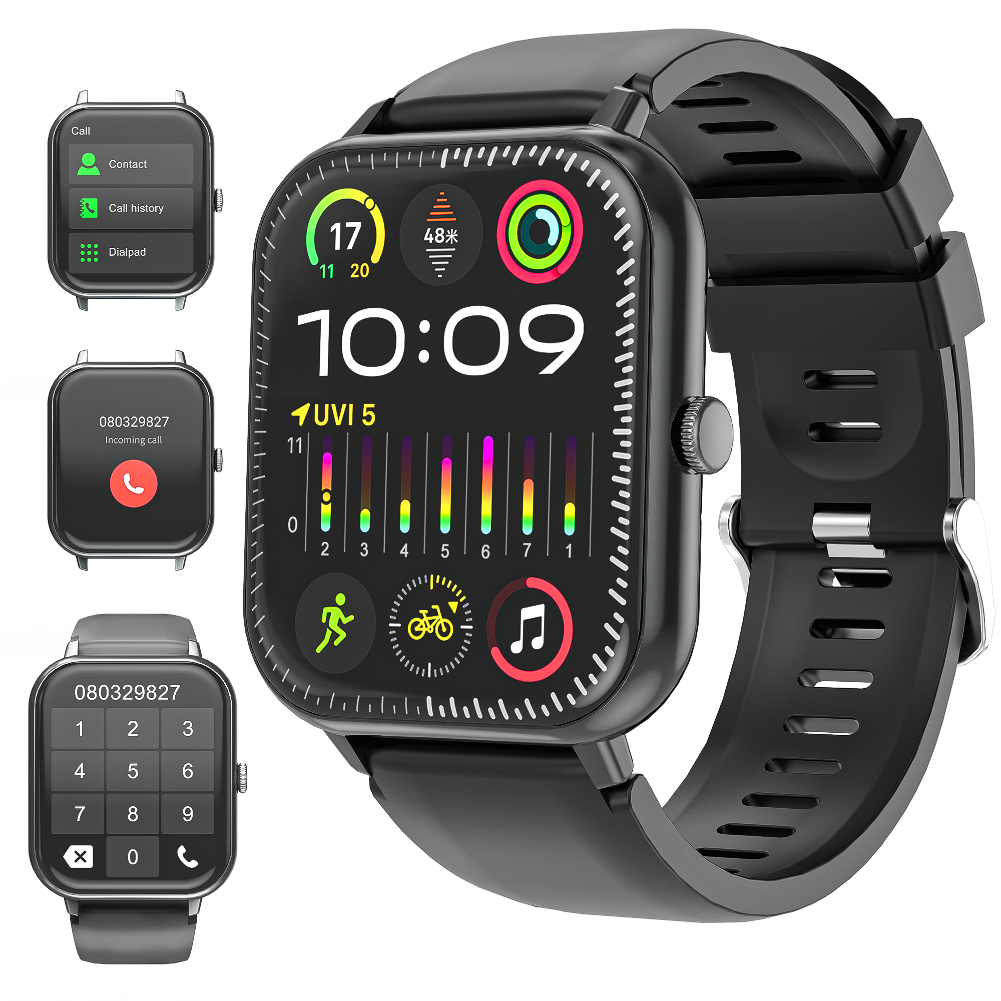 OWNTECH 1.83" Smart Watch, Bluetooth Answer/Make Calls/Message Reminder, 120+ Sports Modes, IP67 Waterproof Fitness Watches for Android and iPhone,Black