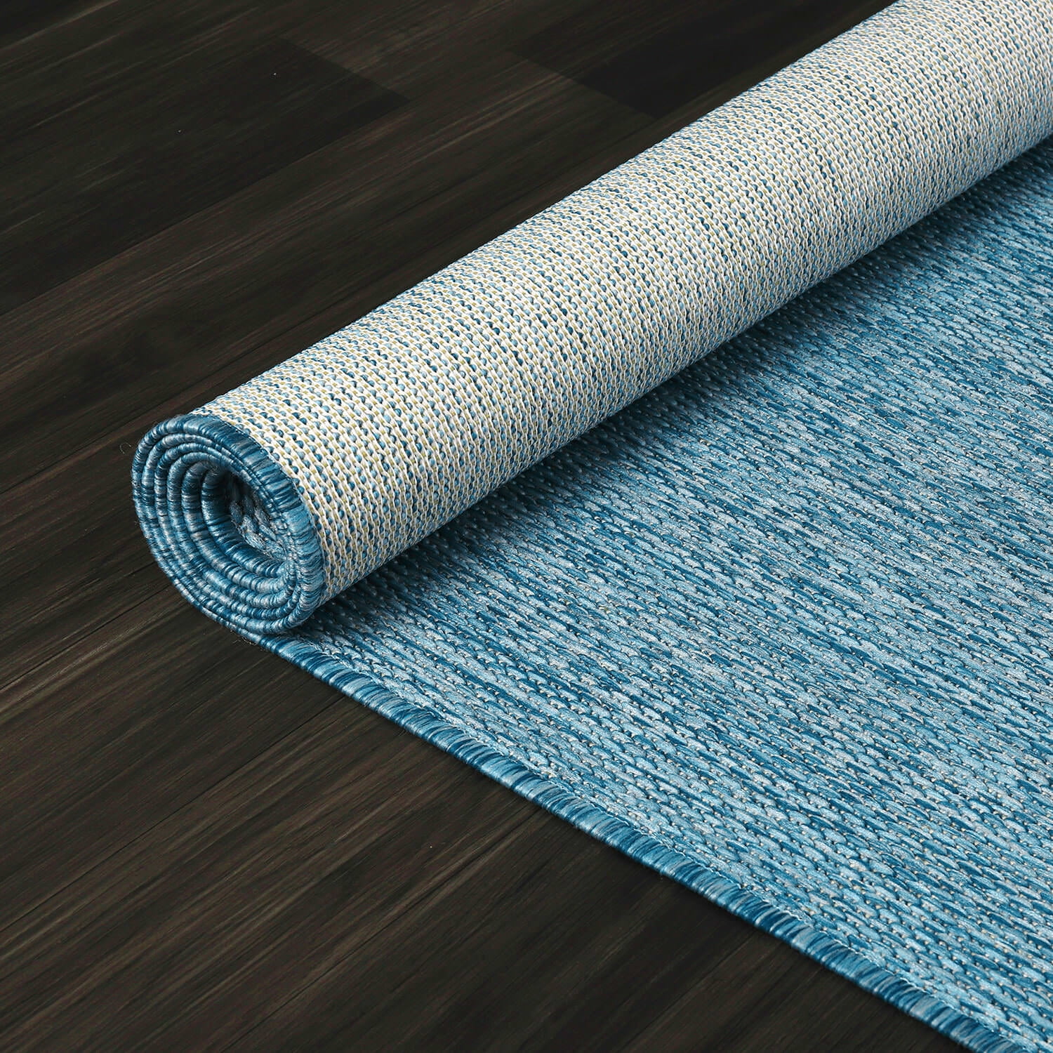 Beverly Rug Indoor/Outdoor Area Rugs, Waterproof Patio Porch Garden Carpet, Aqua Blue, 5'x7'