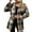 Brown, variant on Womens Flannel Shacket Jacket Long Plaid Shacket Casual Snap Button Down Trench Coat Drawstring Waist Long Sleeve Shirts with Pockets Brown M