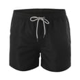 thumbnail image 1 of Bañador para hombre, fibra de poliéster de color puro, cintura elástica de secado rápido, traje de baño transpirable para hombre para surf en la playa, negro L, 1 of 8