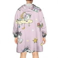 thumbnail image 2 of Wearable Oversized Blanket,Pink Unicorn Castle Pattern Wearable Blanket Hoodie for Adults,Cozy Hooded Blankets with Super Pockets,Super Warm Fuzzy Pullover for Women & Men, 2 of 6