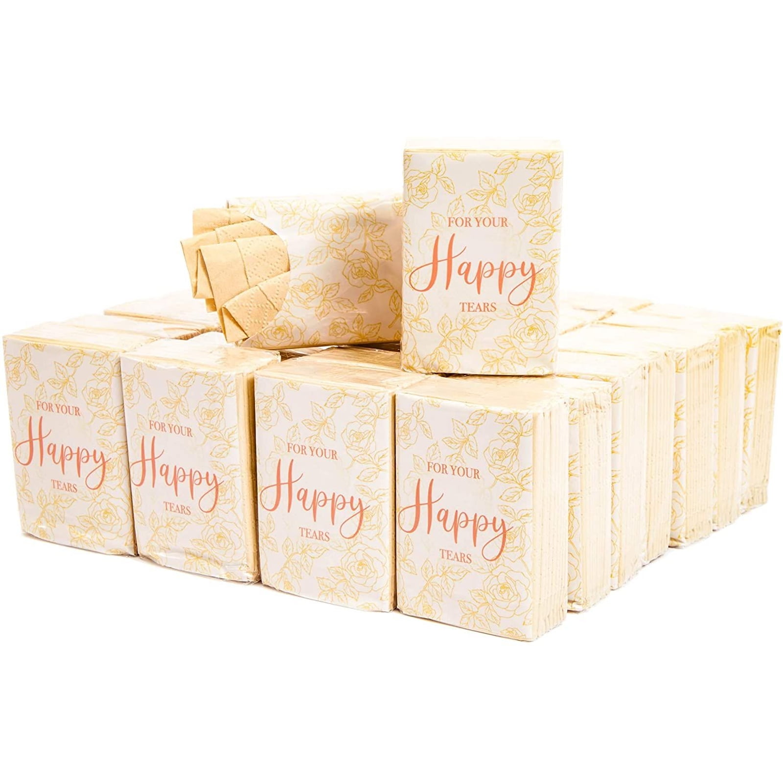 60Pack Rustic Wood Thank You Facial Pocket Travel Tissue Packs for Bridal Shower 