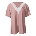 thumbnail image 4 of Womens Fashion Summer V-Neck Solid Color Short Sleeve Casual Blouse Tops, 4 of 5