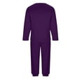 thumbnail image 7 of 2PC Fleece Lined Sweatsuit for Men Long Sleeve Crewneck Sweatshirt Elastic Waist Cuffed Joggers Loungewear Set with Pockets Purple S, 7 of 7