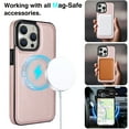 thumbnail image 7 of Designed for iPhone 12 / 12 Pro Case Strong Magsafe, Vintage PU Leather Soft Snap-on Back Cover Slim Protective Shockproof Wireless Charging Phone Case Cover for iPhone 12 / 12 Pro, Rosegold, 7 of 7