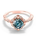 thumbnail image 2 of Gem Stone King 18K Rose Gold Plated Silver Blue and White Moissanite Solitaire Ring for Women (2.04 Cttw, Cushion Cut 7MM, Gemstone, Available in Size 5, 6, 7, 8, 9), 2 of 4