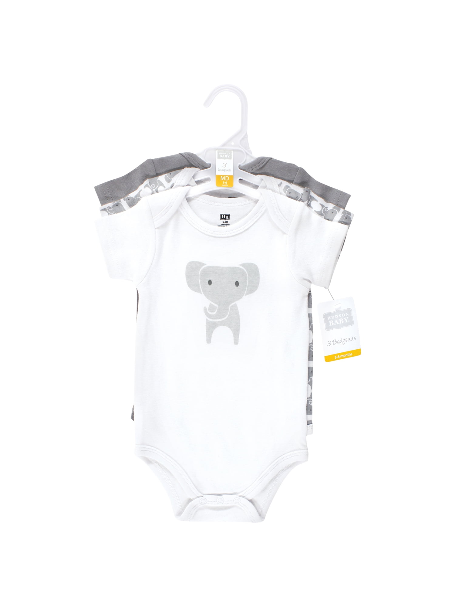 Hudson Baby Cotton Short Sleeve Bodysuits, 3-Pack, Sizes Newborn-24 Months
