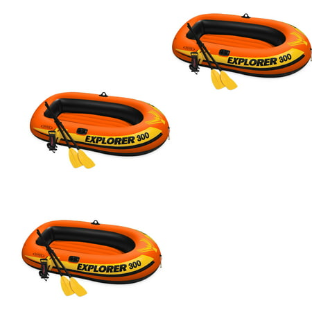 Intex Explorer 300 Inflatable Fishing 3 Person Raft Boat w/ Pump & Oars (3