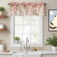 thumbnail image 2 of Spring Floral Valance Curtain Pink Flowers Green Leaves Linen Texture Window Valances Rod Pocket Short Curtains Window Treatments for Kitchen Bedroom Bathroom Laundry 54" x 18", 2 of 9
