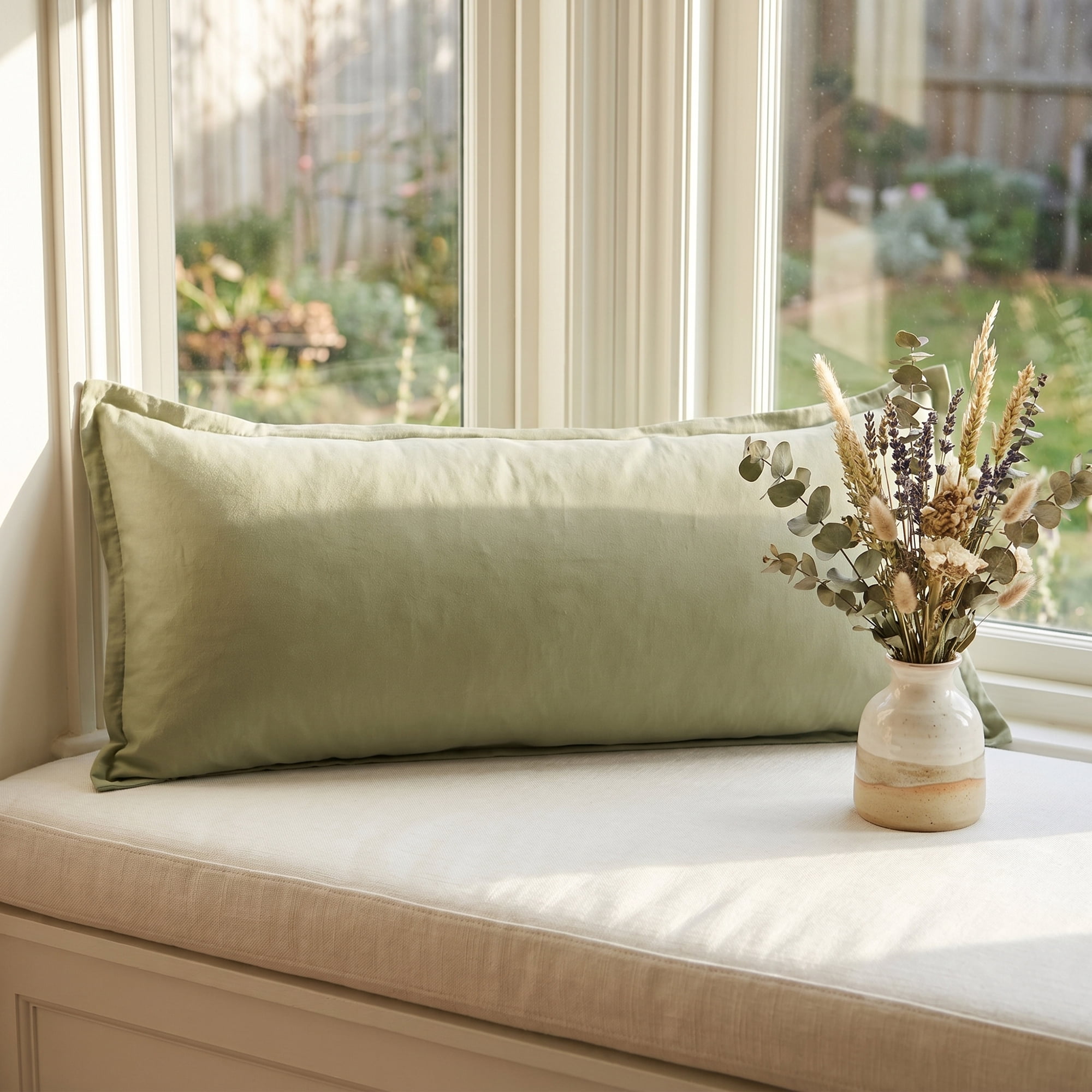 Unique Bargains 1 Pack Soft Cooling Cotton Pillow Covers Wrinkle Resistant Bean green