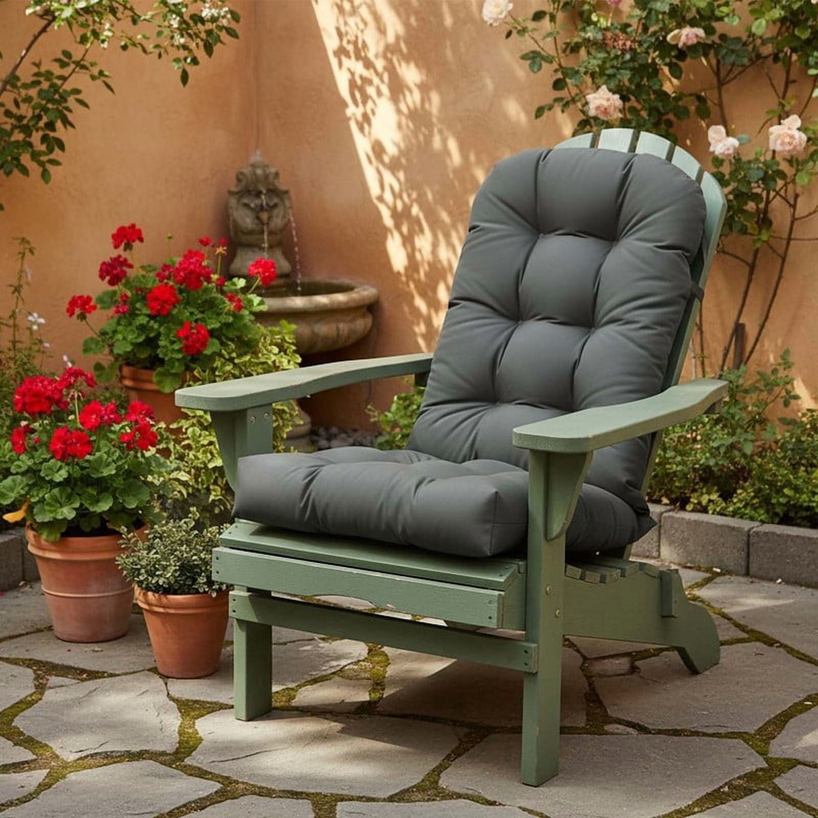 GKXLH Outdoor Adirondack Chair Cushions, Water Resistant Patio Rocking Chair Cushion, Non-Slip High Back Patio Pads with Ties (43" x 19" x 3", Dark Gray, 1 Pack)