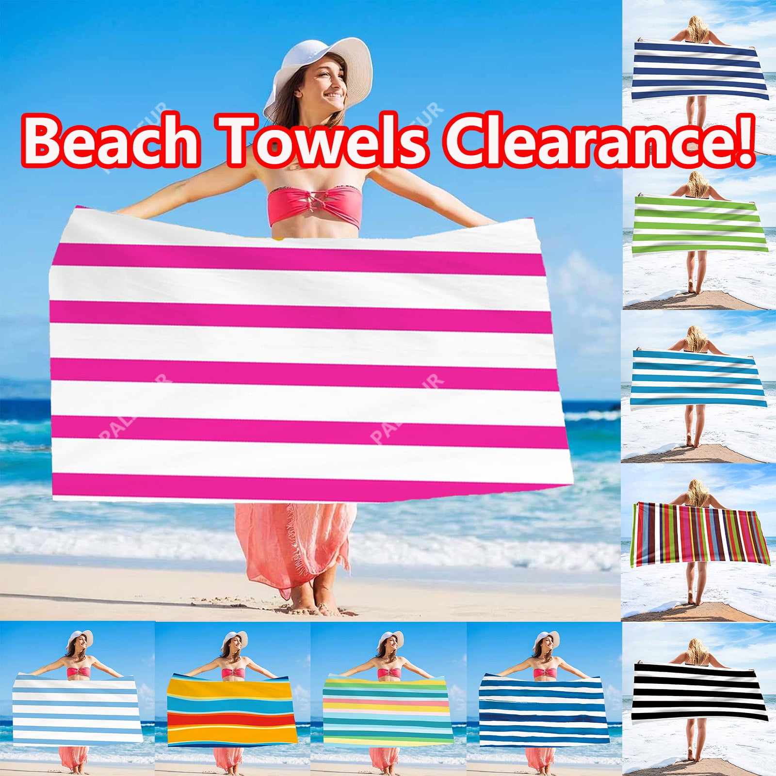 Beach Towels Oversized 63x31 Inch Striped Large Quick Dry Sand Free Microfiber Travel Towel Absorbent Lightweight for Adults Men Women Swimming Pool Camping by PALIFEUR