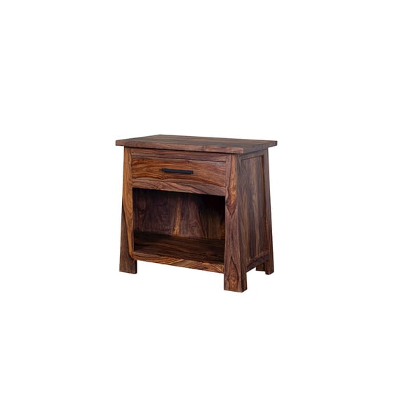 Porter Designs Kalispell Solid Sheesham Wood 1 Drawer Nighstand - Harvest