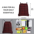 thumbnail image 3 of Black Red Tartan Pattern Drawstring Backpack Bag Water Resistant Yoga Shopping Cinch Bag Sackpack For Men Women, 3 of 7