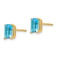 thumbnail image 6 of 14K Yellow Gold 7X5mm Emerald Cut Blue Topaz Stud Earrings, 6 of 7