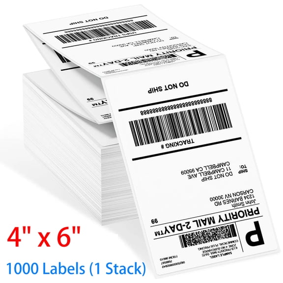 MFLABEL-4''x6'' Direct Thermal Shipping Labels, 1000 Fanfold Perforated Labels for Zebra & Rollo Printers, Strong Adhesive
