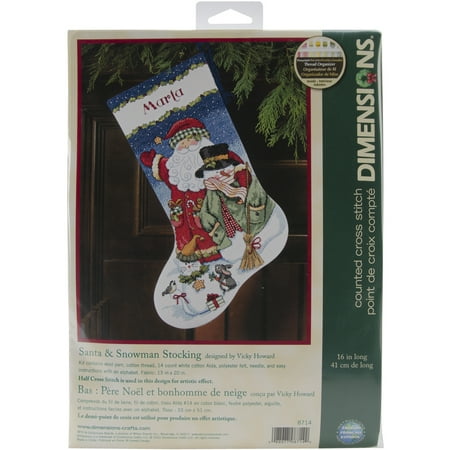 UPC: 0088677087142 | Santa & Snowman Stocking Counted Cross-Stitch Kit  16