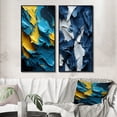 thumbnail image 1 of Designart "Intense Love Slavic Abstract in Yellow and Blue" Abstract Painting Framed Wall Art Set Of 2 - Modern Blue Framed Canvas Set For Living Room Decor, 1 of 6