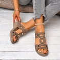 thumbnail image 3 of Women's Wedge Sandals Open Toe Slip On Wide Width Slides Breathable Non Slip Summer Walking Wedges Slippers Brown Size 7.5, 3 of 9
