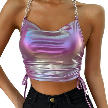 Blphud Womens Tank Top Clearance Night Gowns Women s Gradient Color Sexy Sleeveless Sling Top Slim Fit Backless Tank Top Bra Top Glitter Top Summer Sleeveless Tank Tops for Women 2024 Purple L