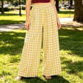 thumbnail image 4 of Palazzo Pants For Women High Waist Plaid Print Wide Leg Pants Casual Stretch Waistband Pants With Pockets Loose Fit For A Preppy Look Womens Pants, 4 of 6