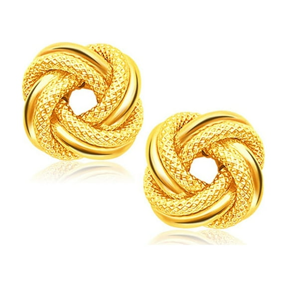 14k Yellow Gold Intertwined Love Knot Stud Earrings