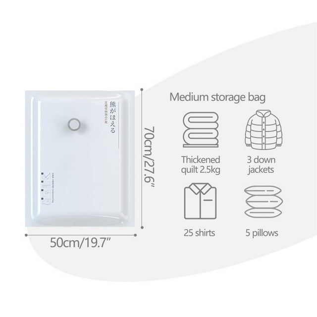 Bolsas de Almacenamiento Al Vacío Ropa Impresa Blanca Lechosa Bolsa de Compresión de Edredón, Pa + Pe Ropa de Cama Acabado de Viaje Bolsa de Vacío de Bombeo,Bolsas de Almacenamiento Al Vacío de Ahorro