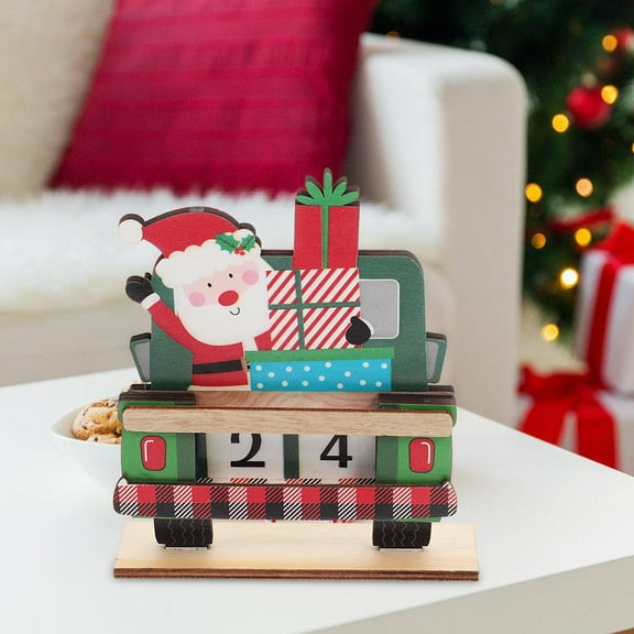 GOOHOCHY Wooden Santa Block Advent Calendar Christmas Truck Countdown Sign Days Until Christmas Blocks Holiday Table Decor Xmas Countdown Calendar