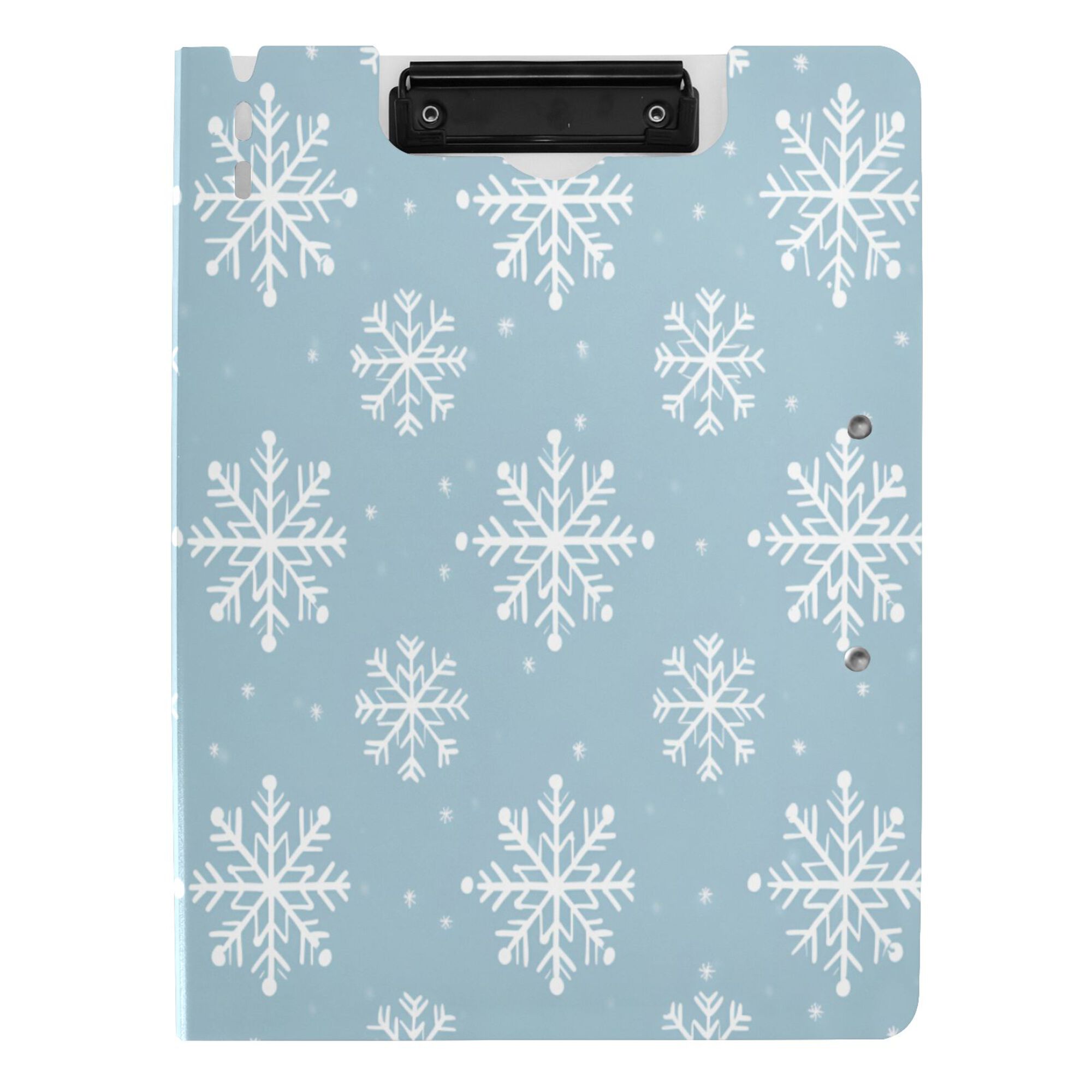 FORMRS A4 Clipboard Folder with Pen Holder Horizontal Foldable School Office Binder, Gray Snowflake