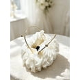 thumbnail image 2 of Women's White Floral Ruffle Clutch Purse Elegant Evening Bag Metal Handle Wedding Party Handbag, 2 of 7