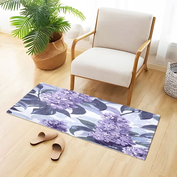 Lilac Cartoon Plush Carpet Non Slip Runner Rug Absorbent Bath Mat 39" x 20"