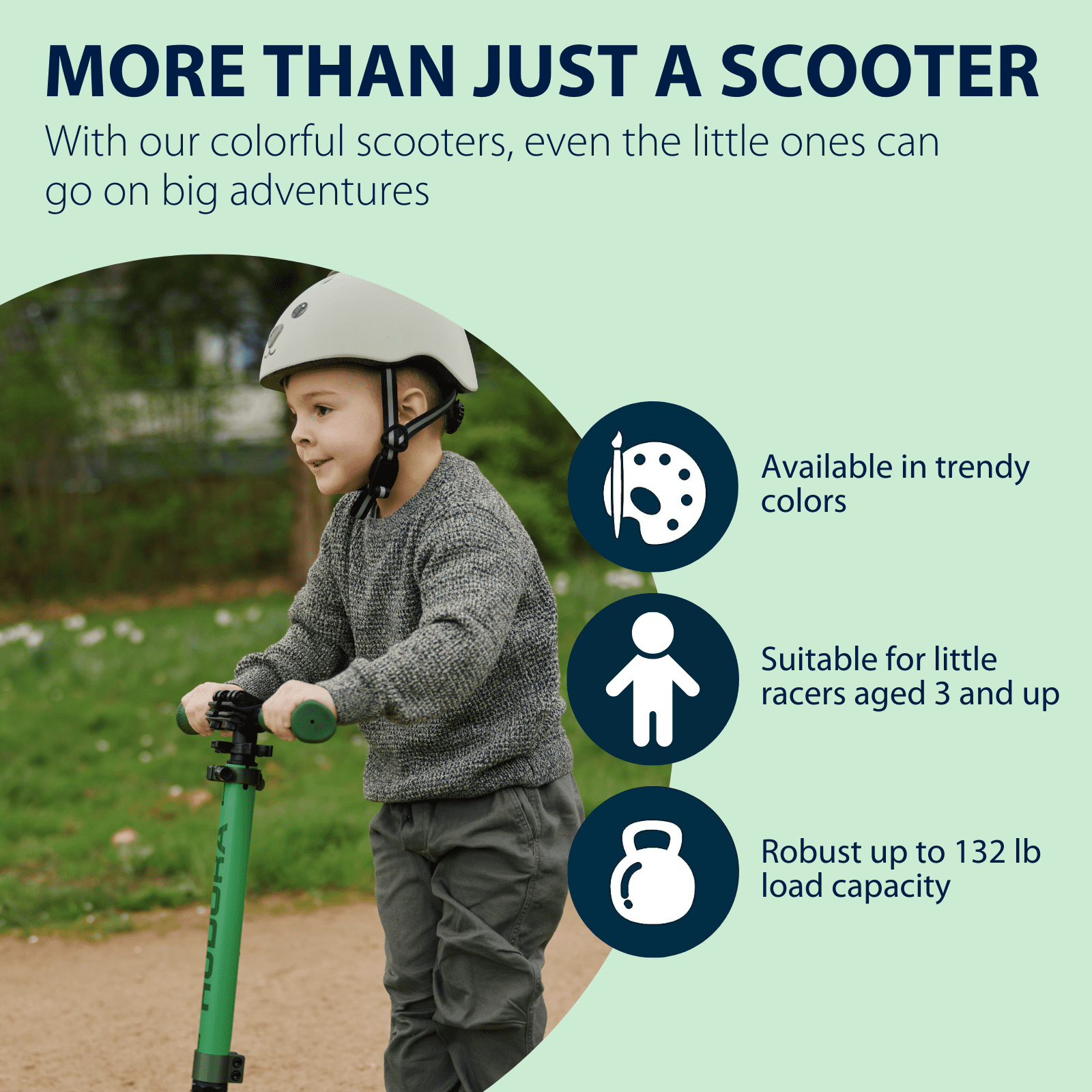 Hudora Scooter up 145 (57") Junior Green - Lightweight - Age 3+ - up to 132lb