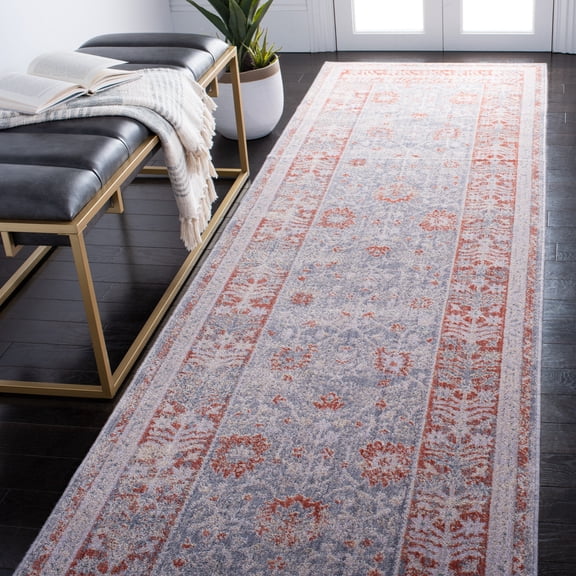 Safavieh Hellenic Marquis Medallion Runner Rug, Gray/Rust, 3' x 13'